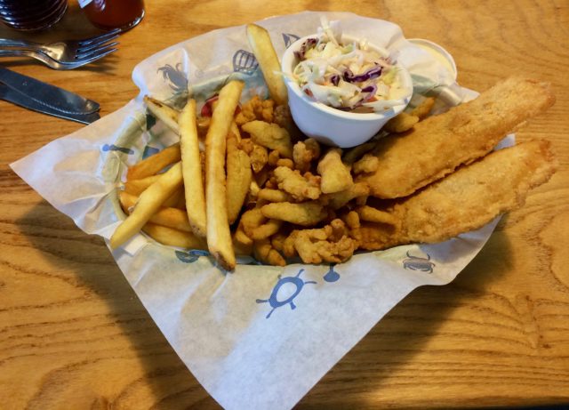 Fish, Chips, Clam Strips and Cole Slaw