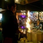 Flaming volcano at the yep-an table