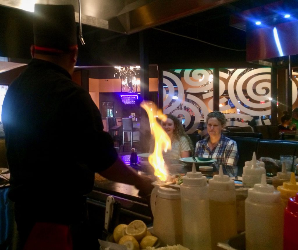 Flaming volcano at Izumi Steakhouse in Meridian