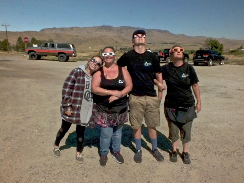 watching the solar eclipse 2017 at Triange Restaurant, Sweet, Idaho