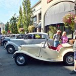 Crowd admiring British cars at fleet meet