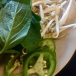 Fresh Basil, Chili and Bean Sprouts for Bo Bun Hue at Pho 779 in Meridian