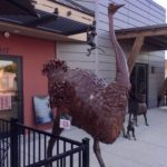 Ostrich and Monkey hanging out at Potter;s Tea House during Meridian Art Week