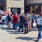 Waiting for food and beer tickets at the BBQ Festival