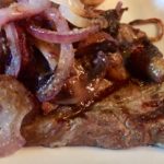 Grilled Ribeye Steak with onions CU