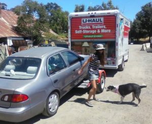 Pamela Jean, Bella and the U-Haul getting ready to go on tour. Photo by Marci Pascua.