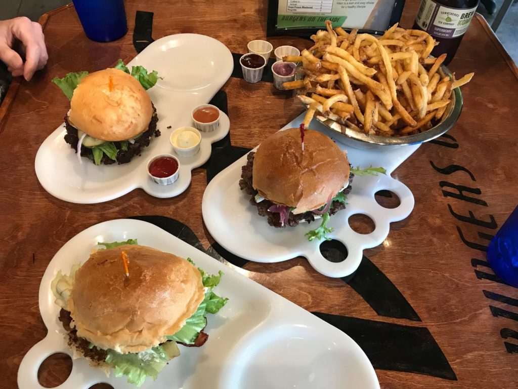 A collection of burgers at the Boise Fry Company Nampa