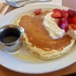 Pancakes with strawberries at The Griddle