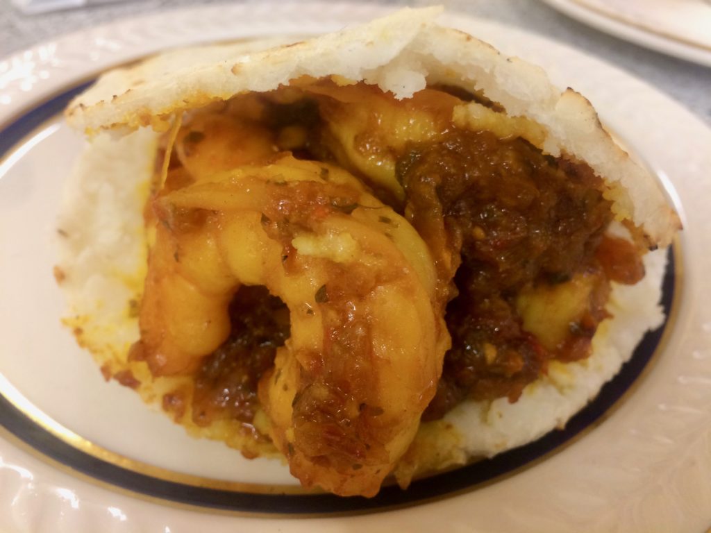 Arepa con camarones at El Cafetal Colombian Restaurant