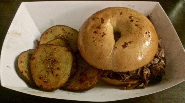 Big Mic's in Kuna Smoked Brisket on a bagel