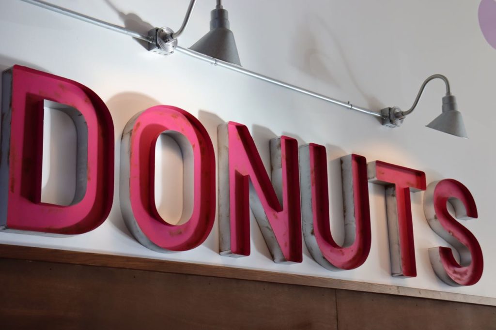 Vegan Donuts at Guru Donuts sign