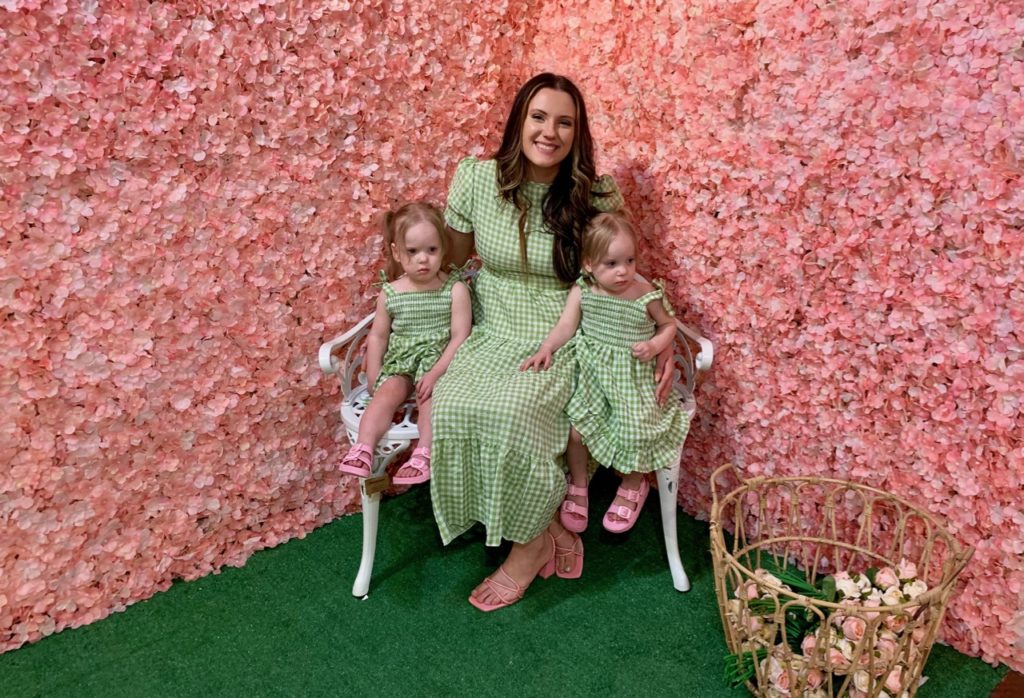 Rachael with the twins at Boise Selfie Museum