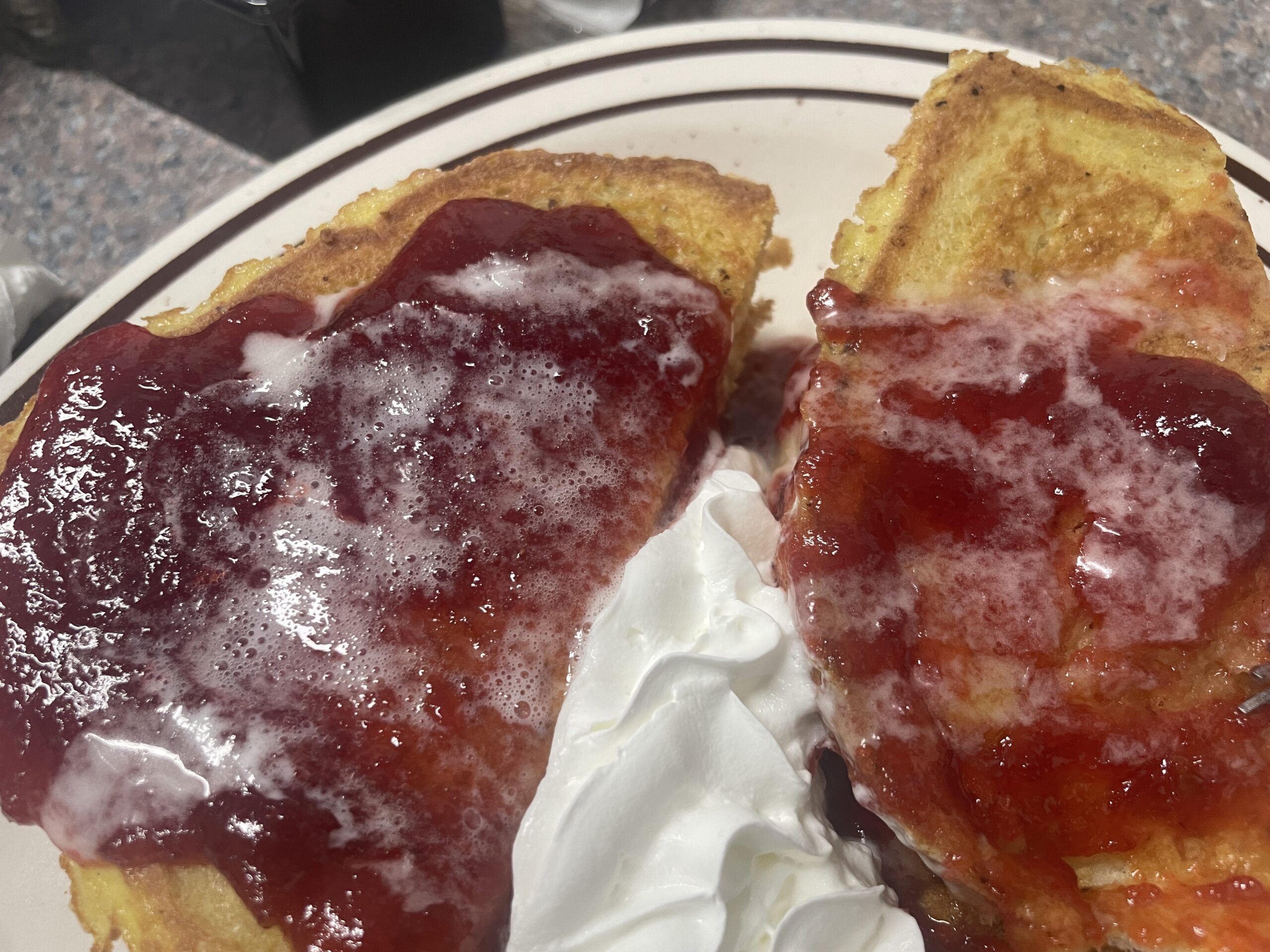 Strawberry stuffed french toast at Express Cafe in Meridian, Idaho.