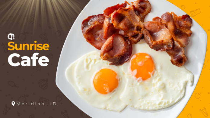 Bacon and Eggs with a earth tone background for Sunrise Cafe in Meridian, Idaho.