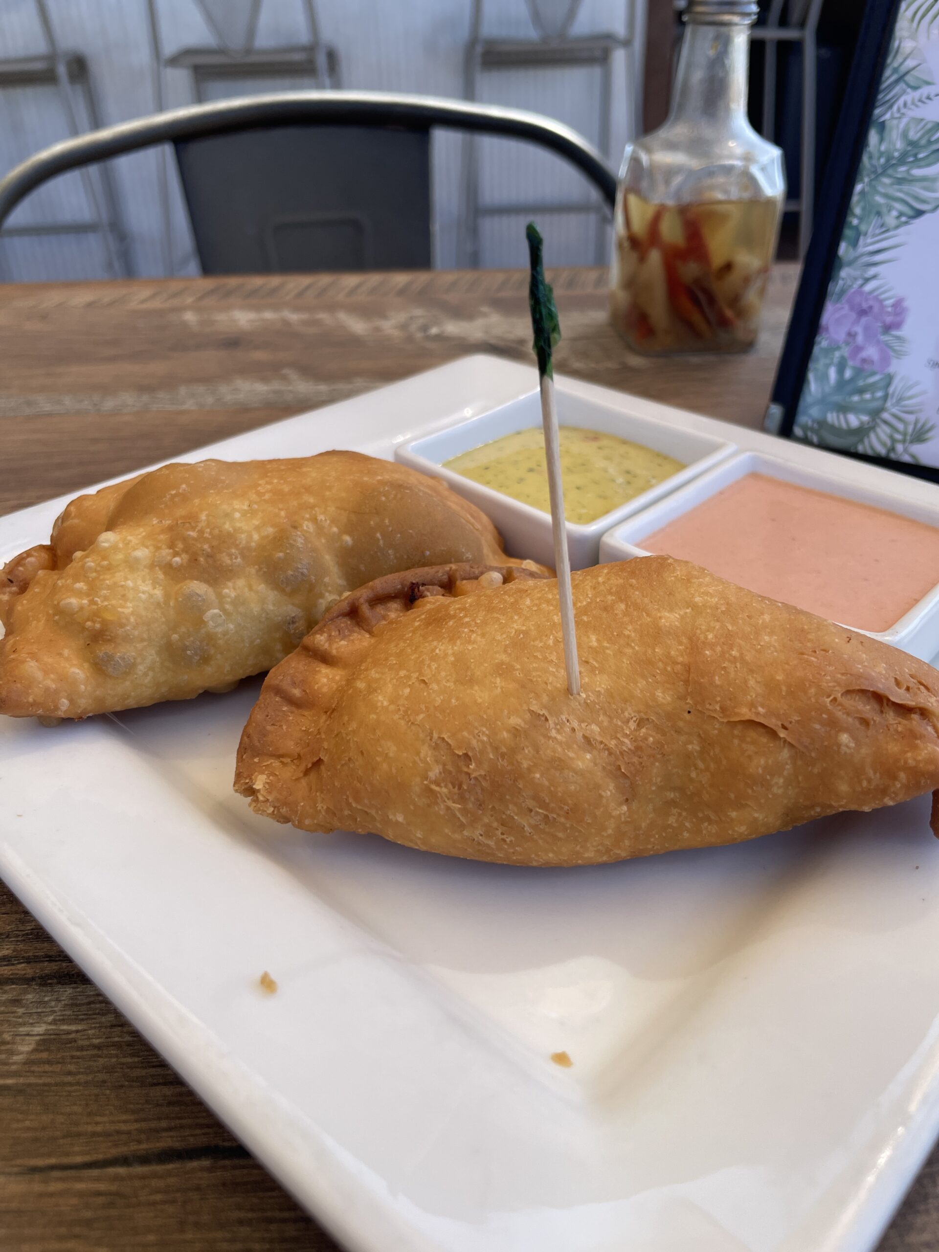 Close-up of Puerto Rican pastelillos at Wepa Café.