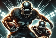 NFL Week 6 Insights: Jets’ Strategies, NFC North Upsurge, and Coaching Stresses Two football players in action on the field; a linebacker in a dark uniform charges aggressively towards a running back in a light uniform, who is attempting to dodge the tackle with a football tucked under his arm. The background features a blurred crowd under stadium lights, enhancing the dramatic and competitive atmosphere.
