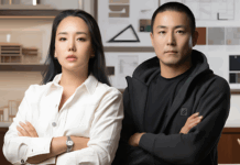 From Survival to Design: Borum & Ji Ahn on Building Spaces, Furniture, and Freedom Borum Ahn and Ji Ahn, founders of Borum Design + Build and Form + Flow, standing confidently with arms crossed in a modern design studio.