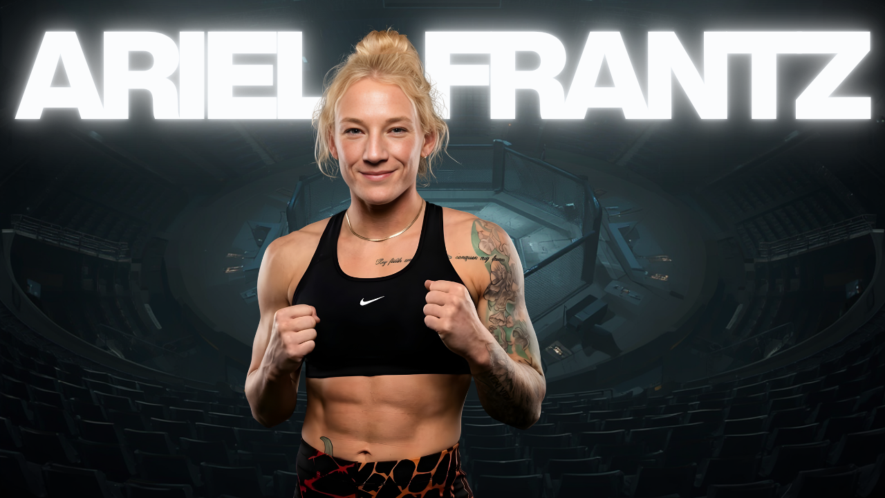 Ariel “Rare AF” Frantz posing in fight stance ahead of Front Street Fights 35 at Idaho Central Arena in Boise Idaho