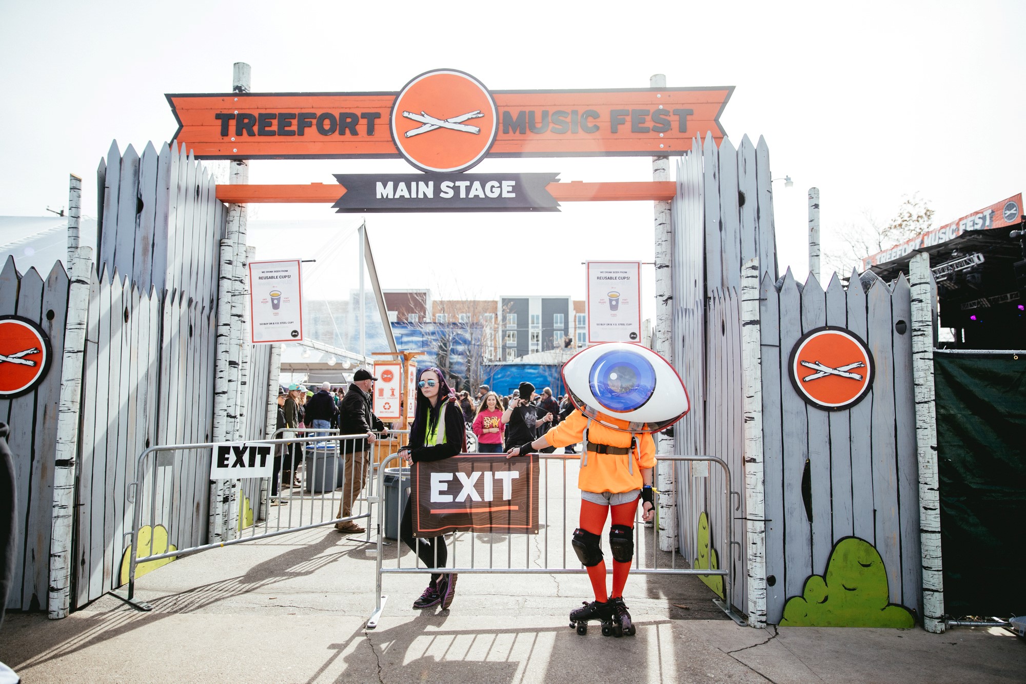 Treefort Music Fest Main Stage entrance gate in downtown Boise Idaho during festival weekend