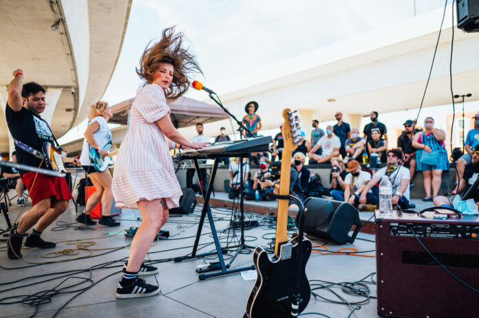 Indie band performing live outdoor set at Treefort Music Fest Boise Idaho