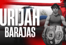 Urijah Barajas on Fights on Fremont 5, Fighter’s Chance Boxing Gym & The Rise of Idaho Boxing Fights on Fremont 5 graphic featuring Idaho boxer Urijah Barajas in front of a boxing ring with bold red, black, and white design elements.