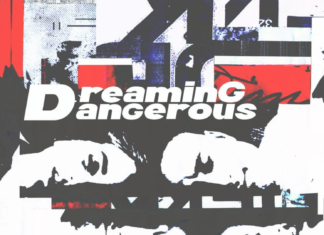 Sons of Silver “Dreaming Dangerous” interview thumbnail with bold white title text over abstract black, white and red collage artwork.