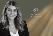 Jamie Pogue on Radiant Theory Tanning & Wellness in Star, Idaho Jamie Pogue’s black-and-white portrait beside the Radiant Theory Tanning & Wellness logo for her business in Star, Idaho.