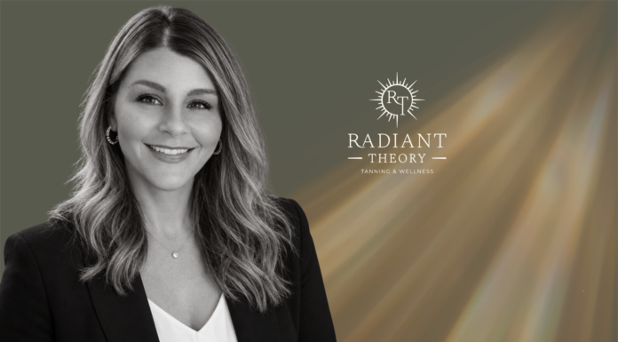 Jamie Pogue on Radiant Theory Tanning & Wellness in Star, Idaho Jamie Pogue’s black-and-white portrait beside the Radiant Theory Tanning & Wellness logo for her business in Star, Idaho.